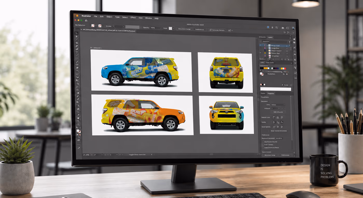Design proofs shown across every vehicle panel