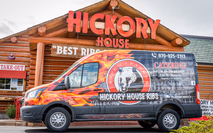 Hickory House Ribs catering van